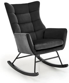 Fotel bujany BAZALTO VELVET czarny HALMAR