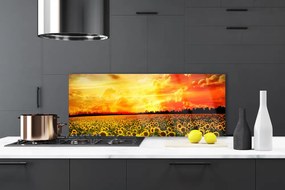 Szkło Dekoracyjne do Kuchni Słoneczniki na Polnej Łące