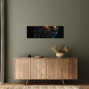Błyszczący obraz kobiety (z zegarem) (90x30 cm)