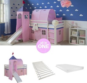 Łóżko piętrowe 90x200 cm Różowe