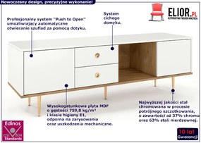 Szafka RTV na nóżkach Imperio 3X - Biały - Dąb lancelot