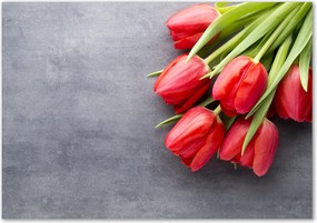 Foto obraz szkło akryl Czerwone tulipany