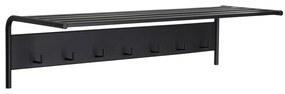 Czarny metalowy wieszak ścienny z półką Fusion – Hübsch
