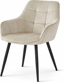 Krzesło do jadalni VARSI VELVET z czarnymi nogami, beżowe