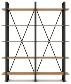 Czarno-naturalny regał w dekorze dębu 150x180 cm Aviva – Marckeric