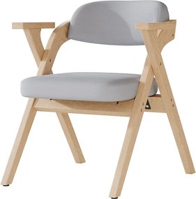 Zestaw 6 krzeseł do jadalni - Składane - krzesła lniane - Konstrukcja z litego drewna - Szary