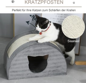 2 Jaskinia dla kota z deską do drapania i legowiskiem Domek sizalowy dla kotów z miejscem do odpoczynku i zabawy | Aosom PL