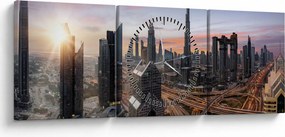 Obraz - Panorama Dubaju (z zegarem) (90x30 cm)