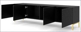 Szafka rtv z frontem 3D czarny mat + złote nóżki - Resa 7X