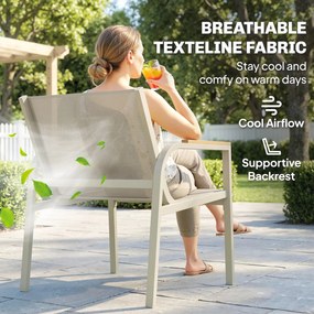 Outsunny Zestaw mebli ogrodowych metalowy, odporny na warunki atmosferyczne, sofa 2-osobowa, 2 fotele, stolik, zielony | Aosom PL