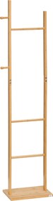HOMCOM Nowoczesny stojak na ubrania, 2 haki &amp; 3 drążki, solidny bambus, 36x24x168 cm, naturalny