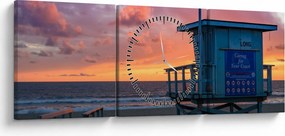 Obraz z plaży Santa Monica (z zegarem) (90x30 cm)