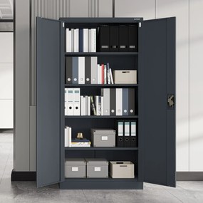 Biurowa szafa metalowa na akta JAN, 900 x 1850 x 400 mm, antracytowa