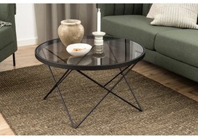 Czarny stolik ze szklanym blatem ø 80 cm Cuxton – Actona