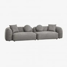 2-częściowa Sofa Modułowa W Tkaninie Coco Szenilowej Granitowo-szara Gruba Tkanina Szenilowa - Sklum