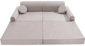 Velvet sofa dziecięca, jasnoszara - meowbaby®