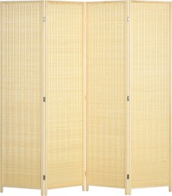 HOMCOM 4-częściowy Parawan 180 x 180 cm, Składany Ekran z Bambusa i Bawełny do Salonu, Sypialni, Naturalny