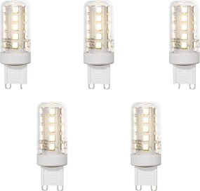 Zestaw 5 przezroczystych żarówek LED G9 2W 370 lm 3000K