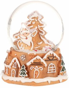 Świąteczna śnieżna kulka Perníkový Santa Claus,żywica, 9 cm