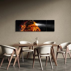 Obraz - Motocyklista z płomieniami (170x50 cm)