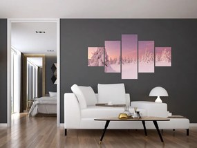Obraz - Drzewa pod warstwą śniegu (125x70 cm)
