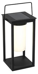 Nowoczesna lampa zewnętrzna czarna z LED i ściemniaczem solarnym - Denlu