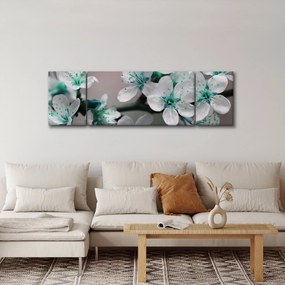 Obraz kwiatu - turkusowy (170x50 cm)