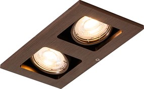 Zestaw 6 reflektorów wpuszczanych Ciemny brąz Prostokątny 2-punktowy Regulowany - Qure