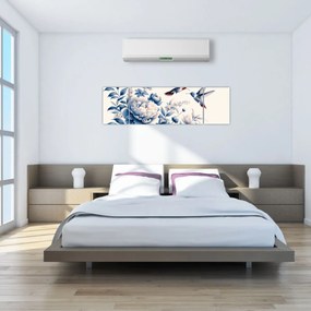 Obraz - Kolibry nad kwiatem (170x50 cm)