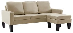 3-osobowa sofa z ekoskóry z podnóżkiem cappuccino - Lencor 4Q