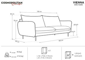 Ciemnozielona aksamitna sofa Cosmopolitan Design Vienna, 160 cm