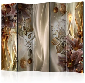 Parawan akustyczny Kwiaty 225x172 cm 5-częściowy brązowy ARTGEIST B