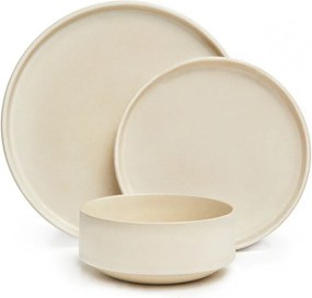 12-częściowy zestaw kremowych naczyń z kamionki Bonami Selection Malia