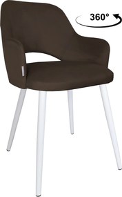 Krzesło Milano tkanina Welur noga metalowa : Kolor nogi - Biały stożek, Kolor tkaniny - VELVET - MG05, Typ siedziska - Siedzisko obrotowe 360°