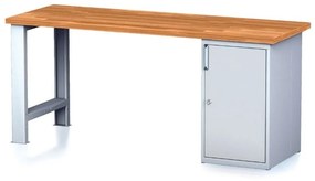 Stół warsztatowy MECHANIC, 2000x685x880 mm, 1x szafka, szary/szary