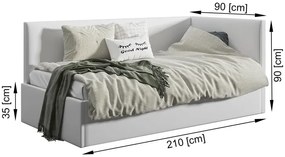 Popielaty tapczan z pojemnikiem L4-D77
