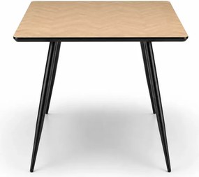 Nowoczesny stół Empori 120x80 cm prostokątny z trwałym blatem MDF w naturalnej okleinie, czarne nogi