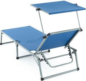 Składane krzesło ogrodowe z baldachimem XXL - niebieskie