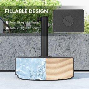 Outsunny Stojak na parasol z HDPE napełniany 18kg/20kg piasek woda, okrągły czarny | Aosom PL