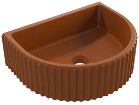 Umywalka betonowa podwieszana / nablatowa półokrągła bez otworu na baterię 45 x 36 cm MUSLIN | różne kolory : Kolor - Ceglasty, Typ montażu - nablatowa