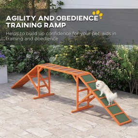 PawHut Rampy Agility dla Psów, Parcours, Antypoślizgowe, Odporne na Warunki Atmosferyczne, Drewno, 325 x 55 x 69 cm, Pomarańczowe