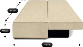 Sofa z Funkcją Spania MAVIA Beżowa Boucle Japandi