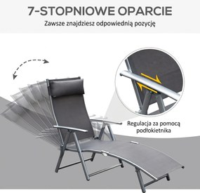 Outsunny Leżak, leżak ogrodowy, składany, regulowany, leżak, meble ogrodowe