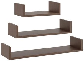 Komplet 3 półek ściennych w kolorze wenge - Osake