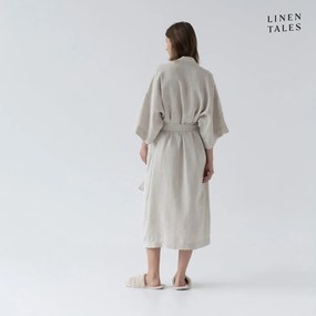 Beżowy lniany szlafrok w rozmiarze S/M Summer – Linen Tales