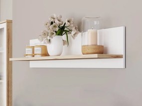 Prosta półka ścienna 120 cm Vankka 03, kolor dąb/biały