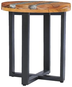 Stolik kawowy z drewna z kawałkami szkła w żywicy N1-E72