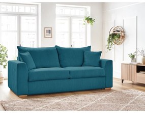 Niebieska sztruksowa rozkładana sofa 225 cm Augustin – Bobochic Paris