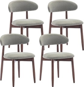 Zestaw 4 krzeseł do jadalni beżowych SMARTUE – Nogi z litego drewna, zakrzywione oparcie, siedzisko z tkaniny