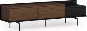 Szafka RTV Zenar 200 cm z metalowymi nogami i szufladą - orzech elegant / czarny